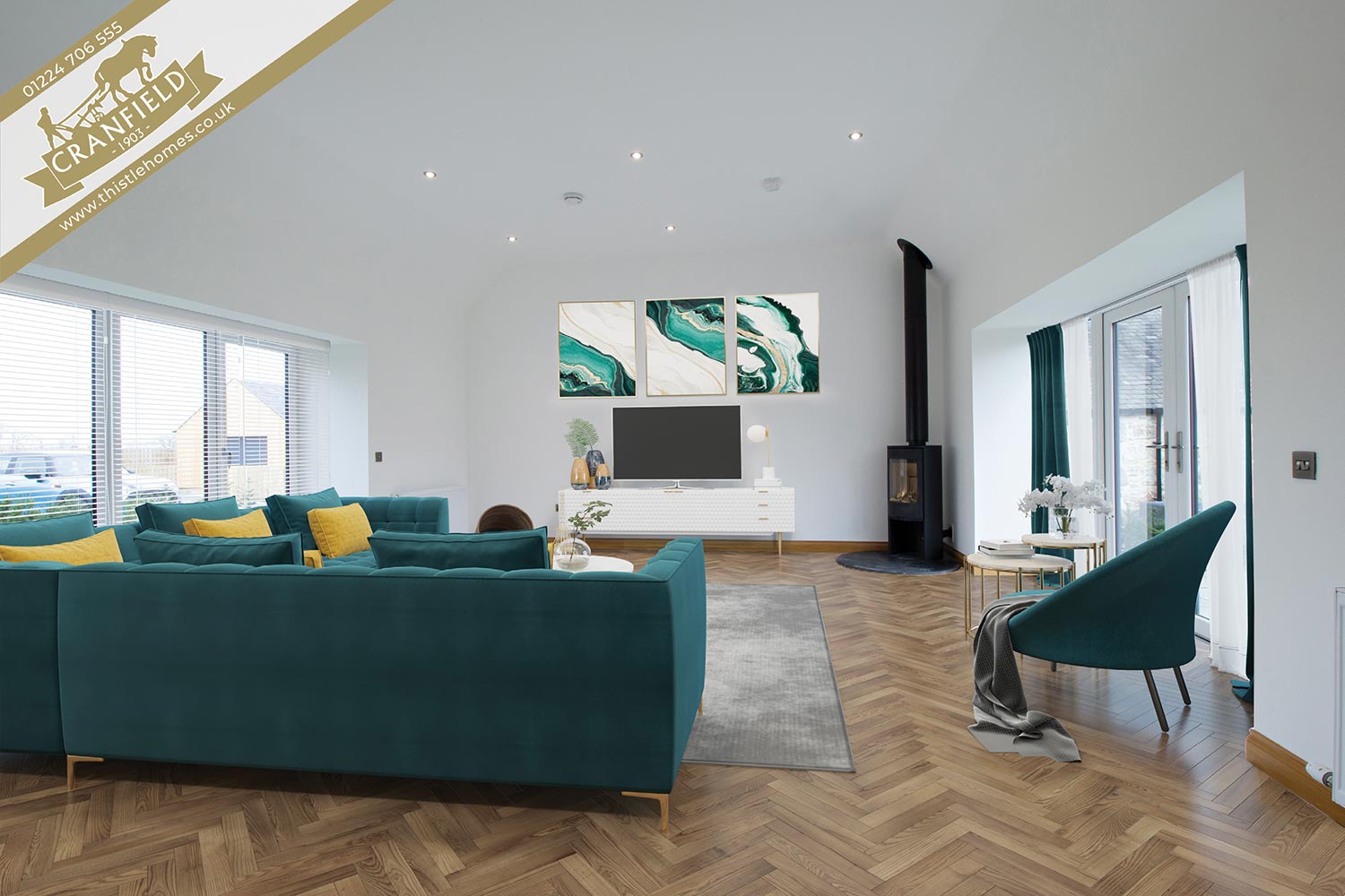 Cranfield by Thistle Homes Aberdeen: Plot 2 Kitchen/Dining/Lounge Area (Virtual Furnishing)