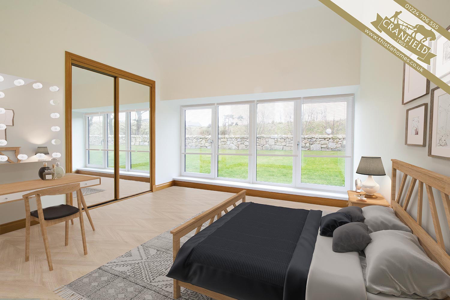 Cranfield by Thistle Homes Aberdeen: Plot 2 Bedroom 2 with Built-In Sliding Wardrobe (Virtual Furnishing)